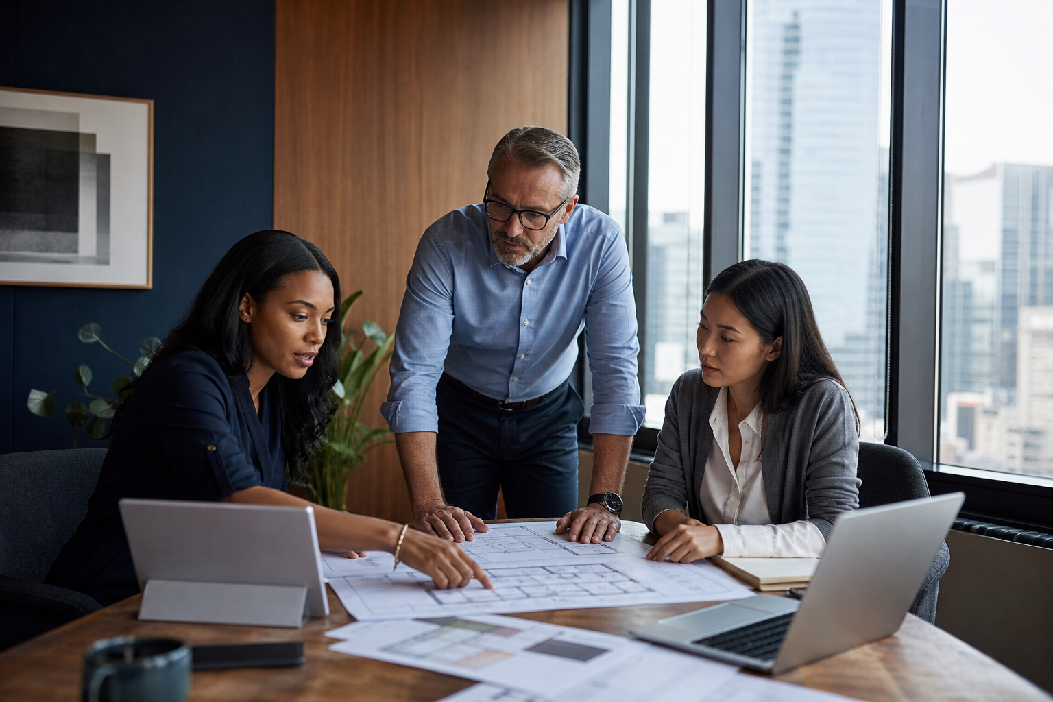 People working together in a conference room